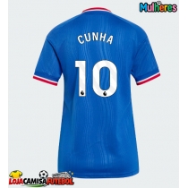 Camisa de Futebol Manchester United Matheus Cunha #10 Equipamento Secundário Mulheres 2026-27 Manga Curta